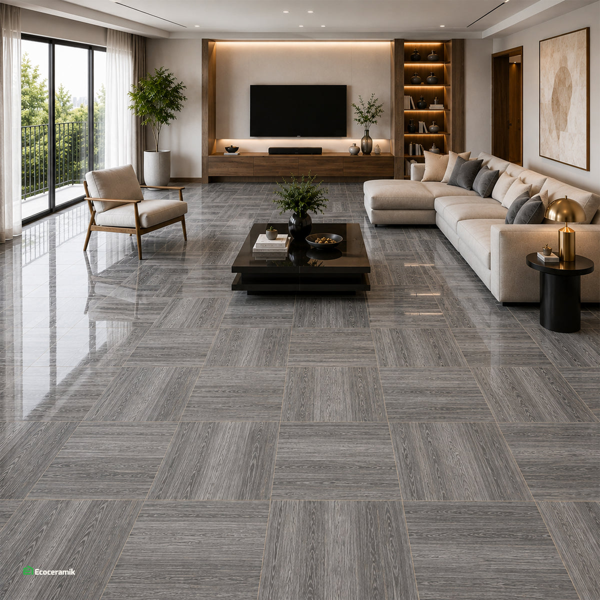 Porcelanato Arce Gris 60x60 cm vitrificado Carving - Premium Caja 1.44m2 / 4 pz
