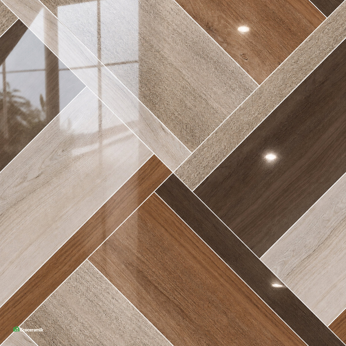 Porcelanato Madera Parquet 60x60 cm vitrificado  G16656 - Caja 1.44m2 / 4 pz