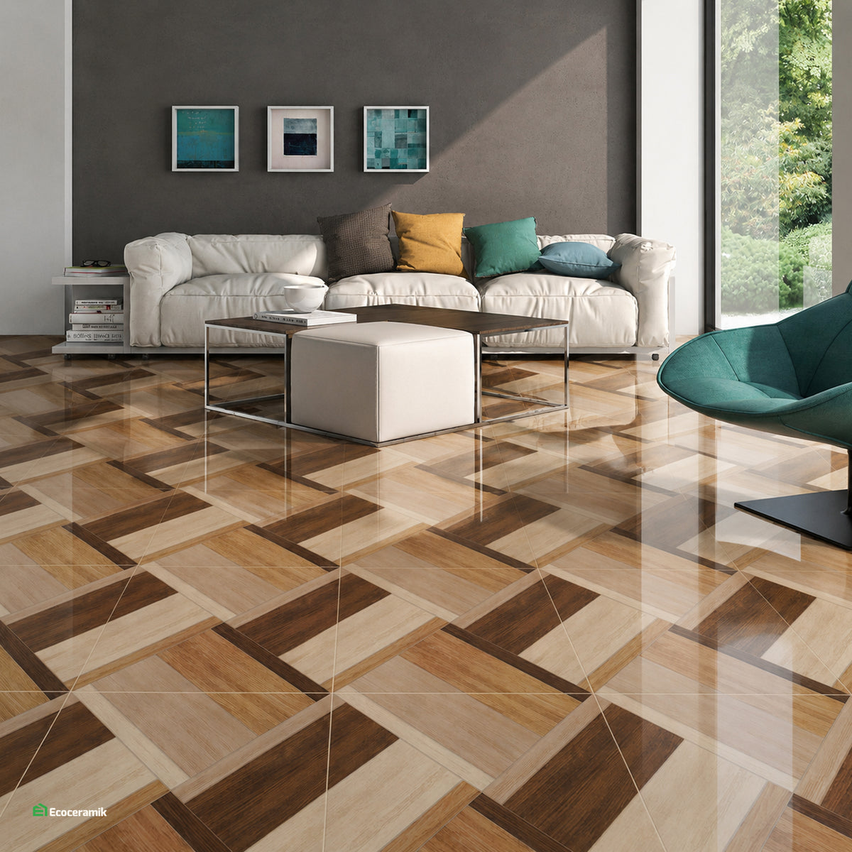 Porcelanato Madera Parquet 60x60 cm vitrificado  G16656 - Caja 1.44m2 / 4 pz