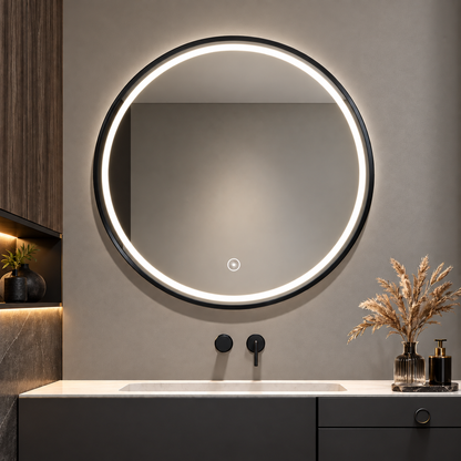 Espejo Circular LED Touch 60 × 60 cm – Modelo TCR6060B Borde Negro