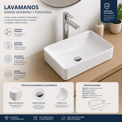 Ovalín de Loza (171A) Mod.Rectangular Blanco 49X30X12.5 Fratelli