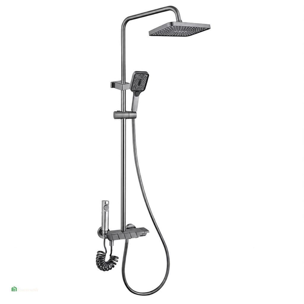Columna de Ducha Tipo Piano 4 Teclas – Acero Inoxidable 304 Gris Premium