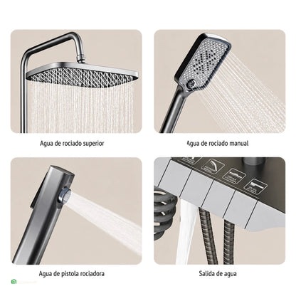 Columna de Ducha Tipo Piano 4 Teclas – Acero Inoxidable 304 Gris Premium