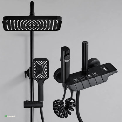 Ducha Columna 4 Funciones Acero Inoxidable 304 Negro Premium