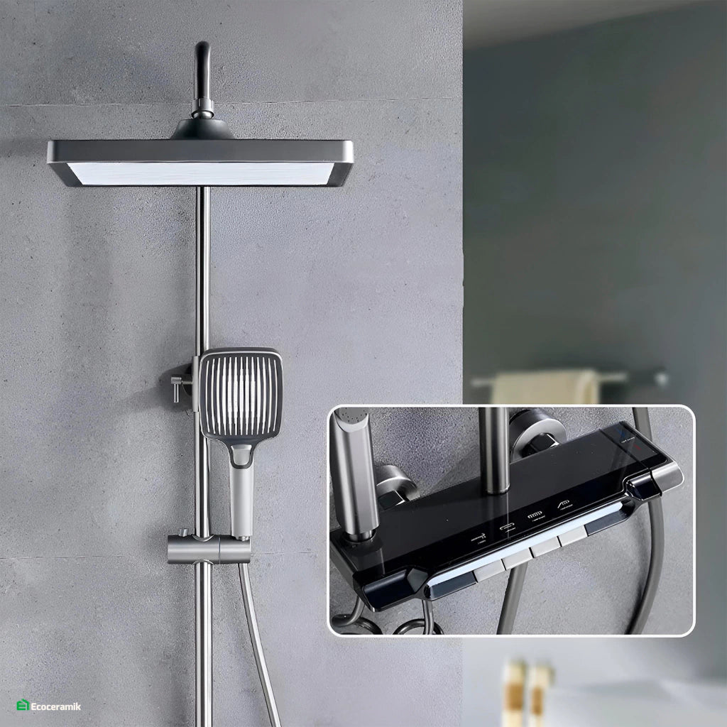 Ducha Columna 4 Teclas Panel Luz LED Acero Inox 304 Grey Premium