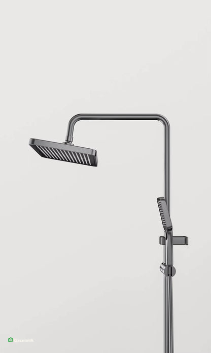 Ducha Columna Piano 4 Teclas – Mezcladora de Acero Inoxidable 304 Satinado + cuerpo ABS Grey Premium