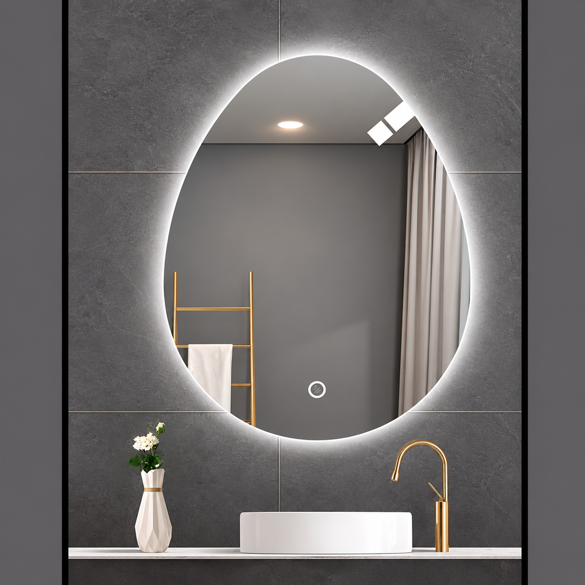 Espejo LED Ovalado 80x60 cm X203 con 3 Luces Táctil