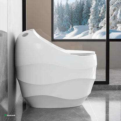 Inodoro One Piece Praga Blanco – Modelo Huevo Ondas - Premium