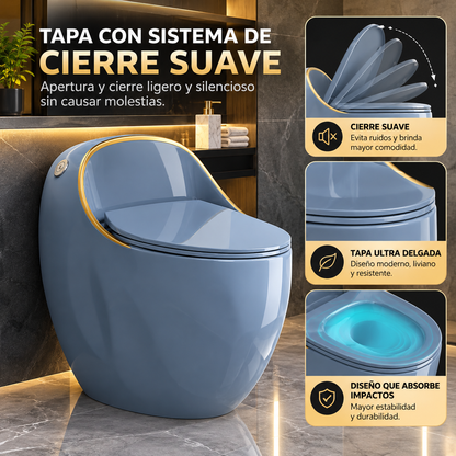 Inodoro One Piece Huevito Gris - Gold Plus Loza vitrificada Premium