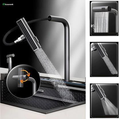 Lavadero de cocina multifncional Smart 5 Teclas porta celular acero inoxidable 304 c/negro Panel led  2025 - Premium