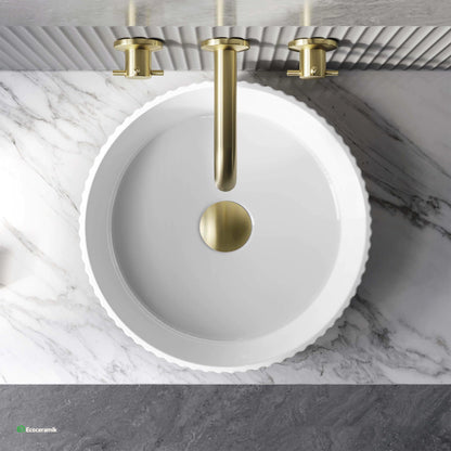 Ovalín de Loza Blanco Texturizado Redondo (MOD Circular) c/Blanco 42X42X7.6 - Chenni