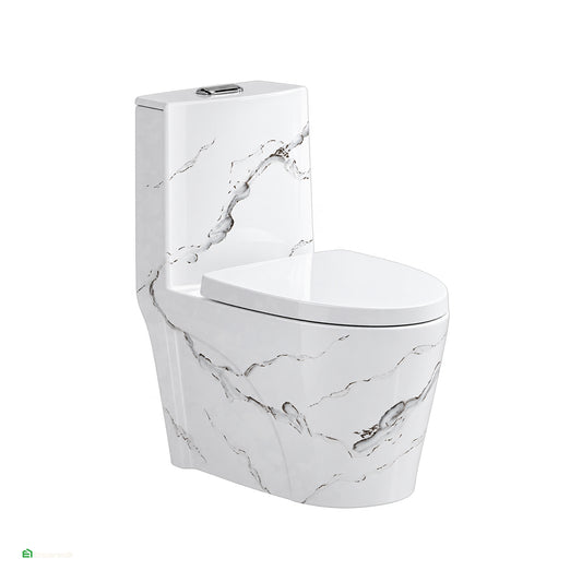 Inodoro One Piece Minimalista Mármol Calacatta Blanco