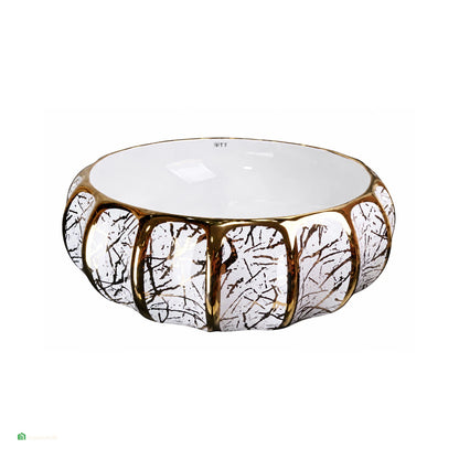 Ovalín de loza circular artístico gold A625 PRIEST 39.5x39.5x13 CM PREMIUM