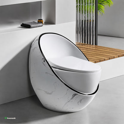 Inodoro One Piece Páris Blanco Black – Modelo Huevo Siamés Premium